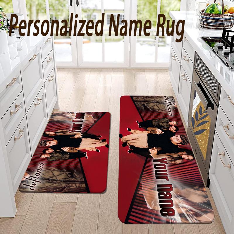 Custom Name Deftones Flannel Area Rug Kitchen Floor Mat Personalized Home Decoration