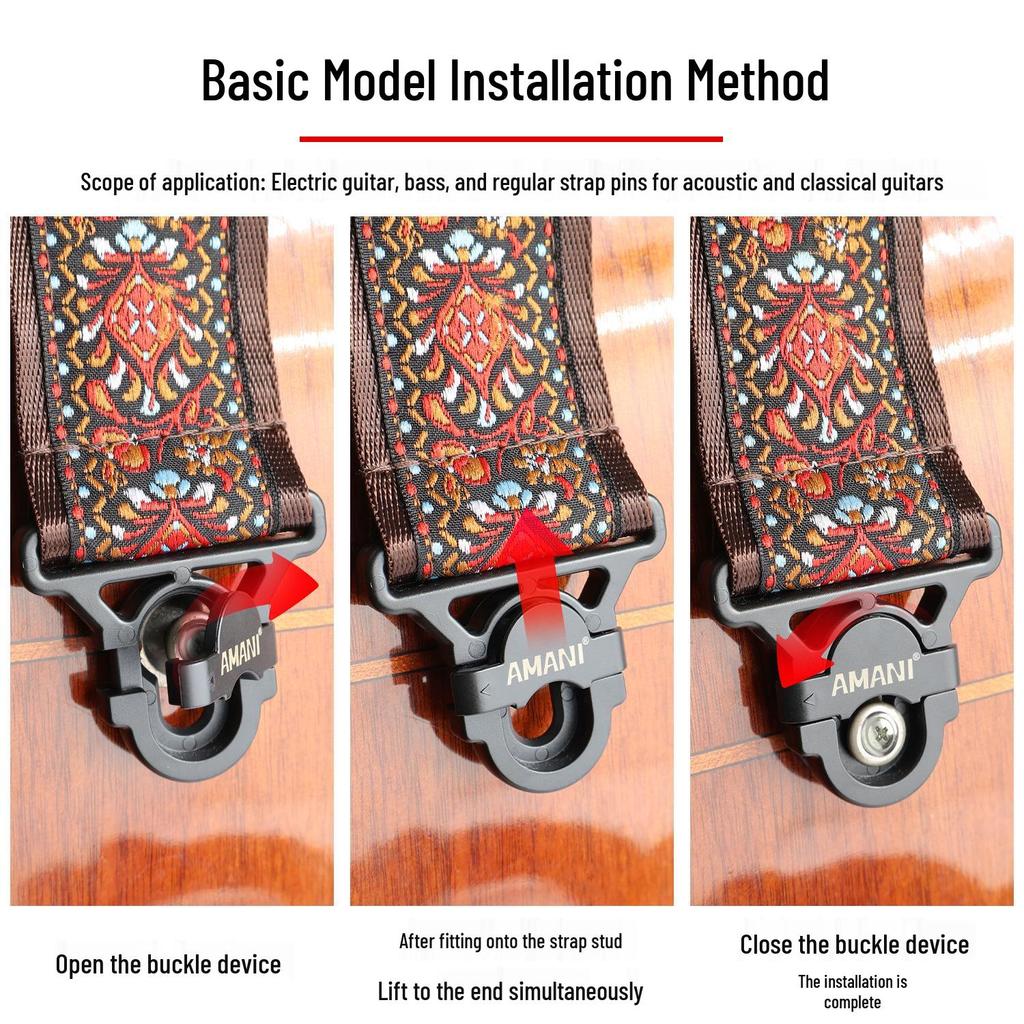 AMANI Omanni Anti-Drop Guitar Shoulder Strap for Electric, Bass, & Acoustic Guitars