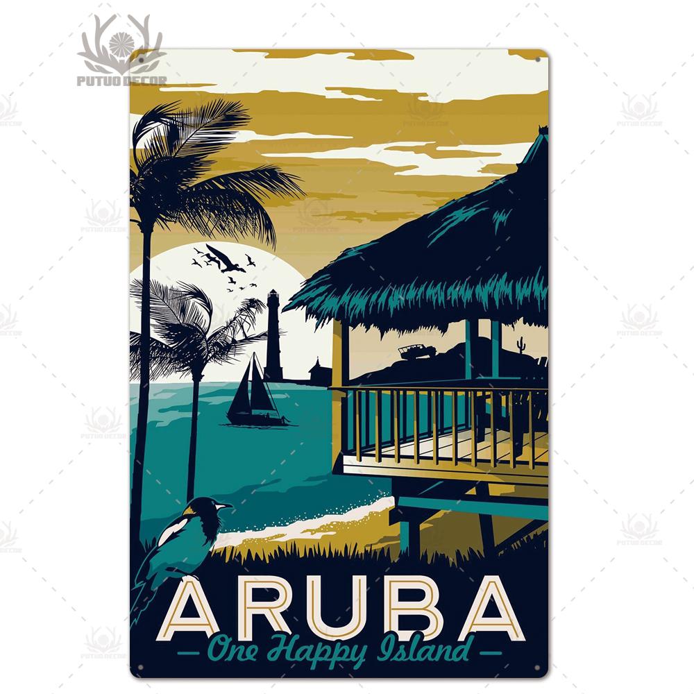 Decor Travel Tin Sign Plaque Metal Plate Vintage Wall Art Poster for Home Living Room Beach House Iron Painting
