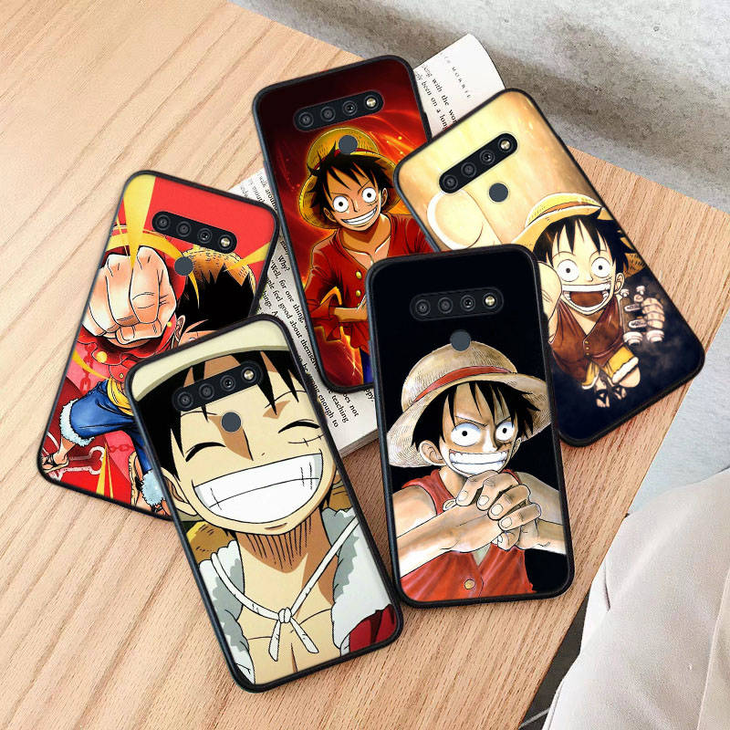 AD62 One Piece Луффи Черный Чехол для iPhone 16 15 Plus 14 13 12 11 Pro 8 7 6S SE 5S X XR XS Max Realme C30 C33 C31 9I Huawei Y8P Y9 Мягкий Чехол