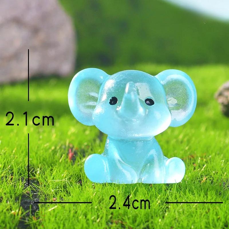5 шт. Милые слоники Маленькие миниатюры Светящаяся прозрачная смола Миниатюра животного Пейзаж Настольные украшения
