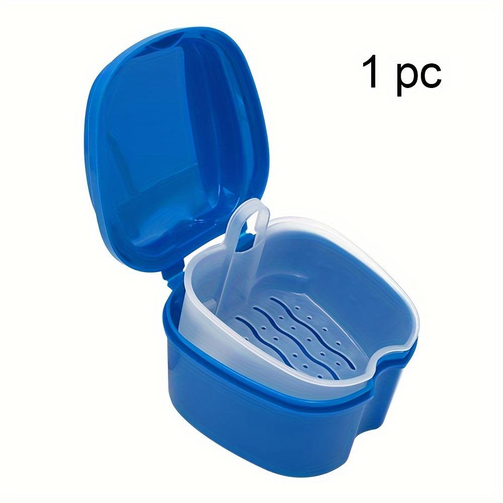 Portable Denture Case - Double Layer Storage Box with Drainage Holes & Cleaning Net, Travel-Friendly Brace/Keeper Container