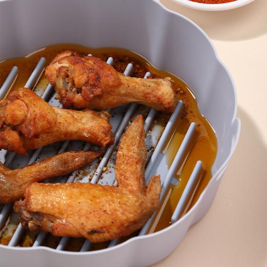 6,5/7,5-дюймовый круглый силиконовый вкладыш для аэрофритюрниц с антипригарным покрытием Формы для выпечки в микроволновой печи Безопасный бинауральный дизайн для выпечки