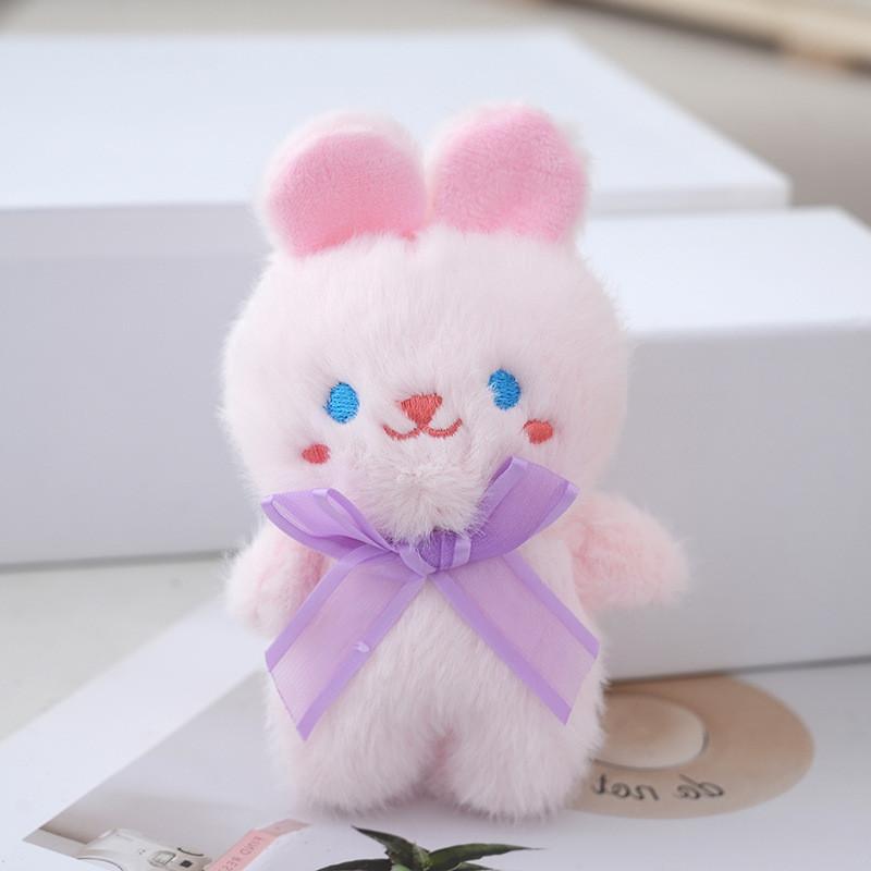 Cute Cartoon Plush Bear And Bunny Keychain Fluffy Doll Pendant For Bags And Keys