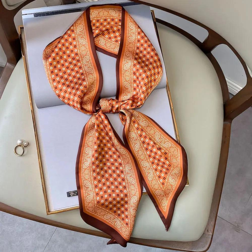 Длинный шелковый шарф-мешок, галстук, женская шея, узкие шарфы, повязка на голову, платок, принт лошади, брендовая женская шейная лента, весна, новинка