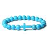 Popular Men's and Women's Cross Crystal Bracelet Natural Stone Bracelet Amethyst Healing Beaded Bracelet Women's