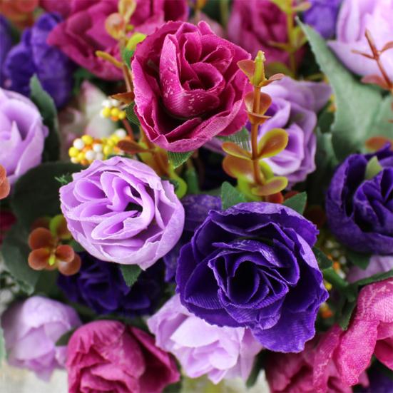 1 букет 21 голова искусственная роза шелковый цветок лист домашний декор свадебный декор