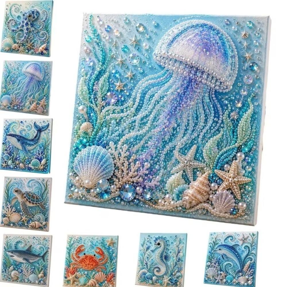 Sparkling Octopus DIY Pearl Painting Kit Coastal Style Ocean  Art Set  Sea Enthusiast