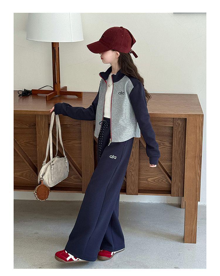 Модный осенний наряд для девочек 2025: Комплект из двух предметов: куртка и брюки для детей старшего возраста