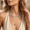 ORSA JEWELS Модное многослойное ожерелье из стерлингового серебра 925 пробы с натуральным бирюзой для женщин Летний сексуальный ювелирный аксессуар BQN33