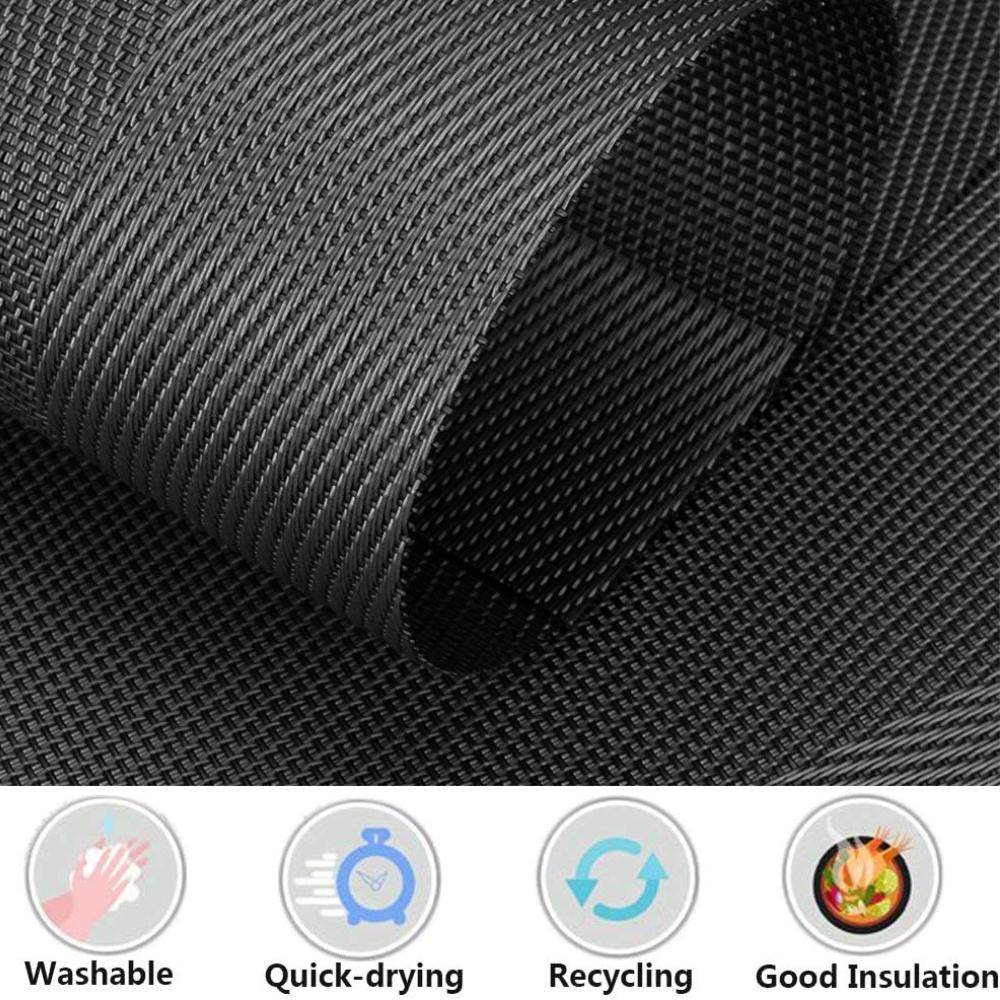 Набор из 6 подставок под приборы с подставками, черные подставки под стол, переплетенные виниловые, нескользящие, моющиеся, для обеденного стола, кухни, ресторана