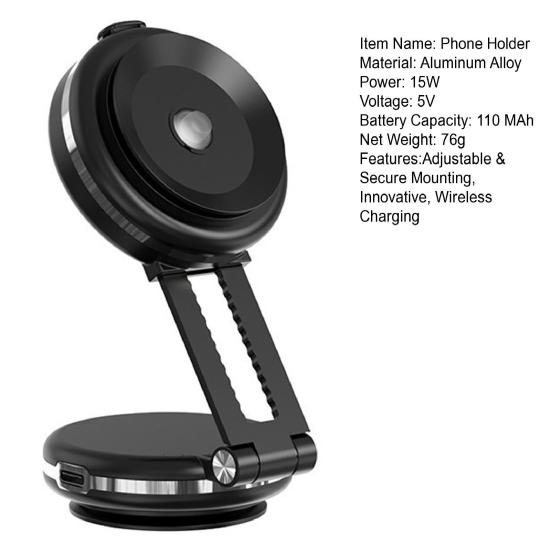 Магнитный держатель для телефона с двумя присосками, беспроводная зарядка, регулируемое крепление на приборную панель автомобиля для дома