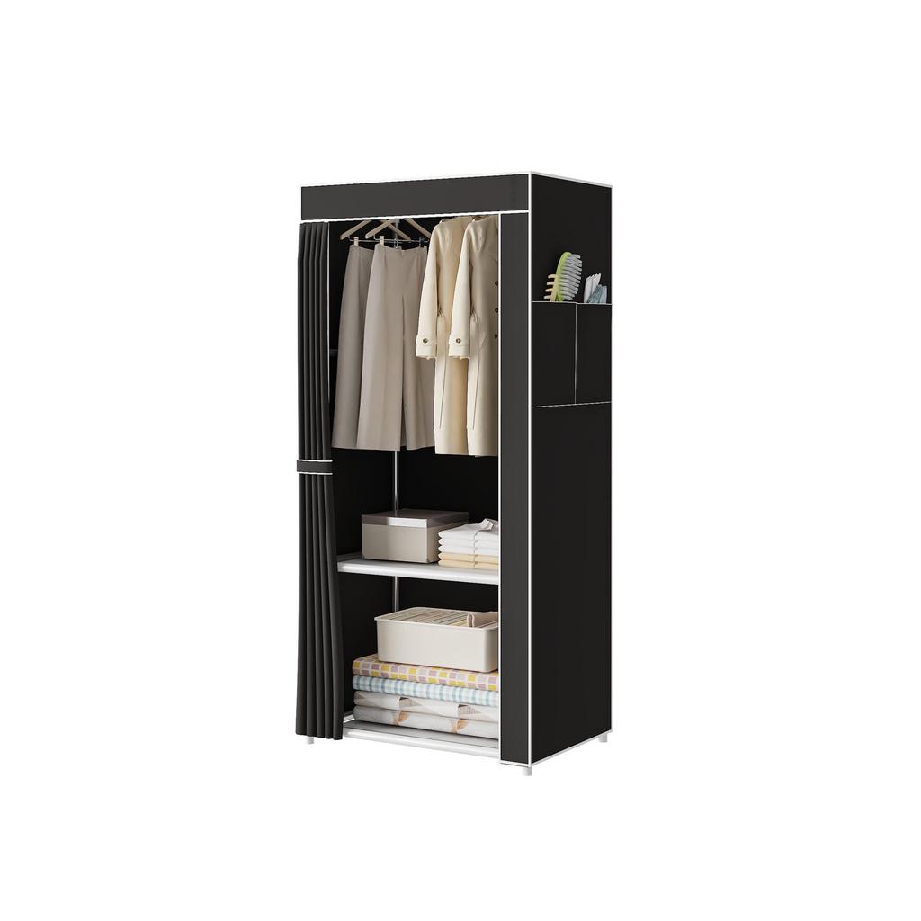 Coat Wardrobe Metal Multilayer Rack With Hangers Storage Shelves For Dorms And Rentals