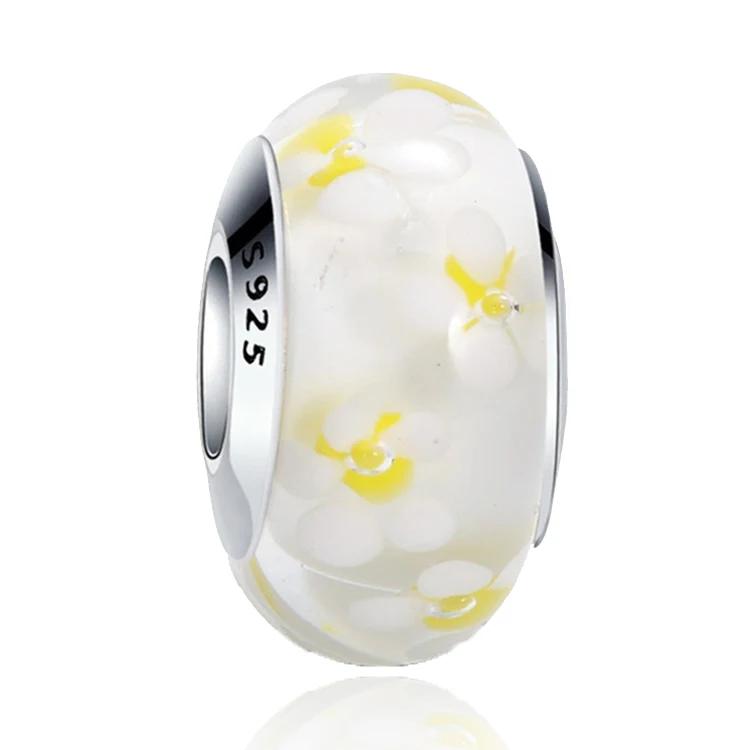 Новые оригинальные медные бусины-шармы из муранского стекла в виде цветка и листа, космическая радуга, для браслета, сделай сам, женские ювелирные изделия, подарок