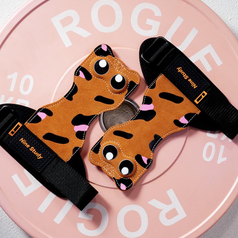 1 Pair Leather Kitty Wrist Straps Non-slip Deadlift Power Straps Cat Fitness Power Straps Deadlift