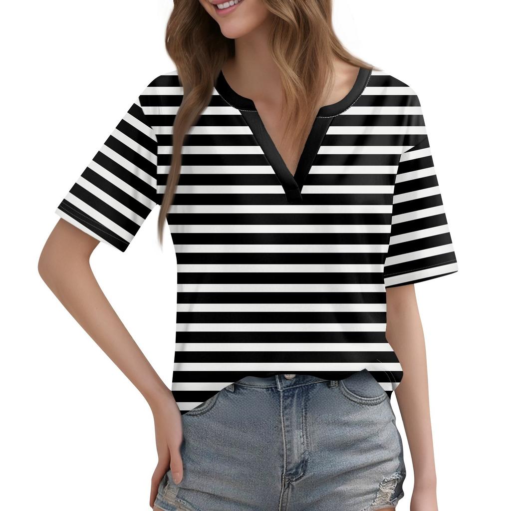 Women's T Shirt Tee Printed Short Sleeve Daily Weekend Fashion Basic V Neck Regular Top
