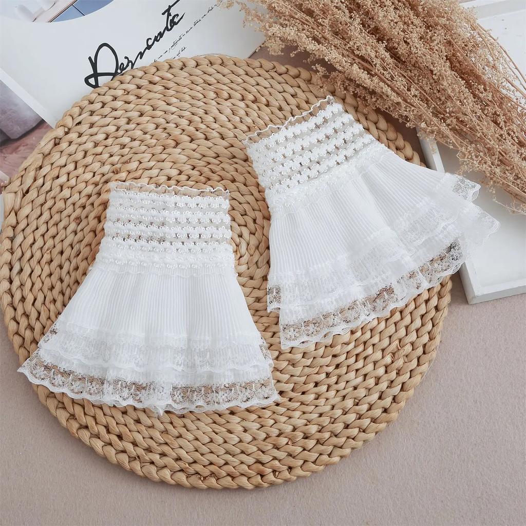 Women Fake Sleeves Detachable Cuffs False Cuffs Sweater Blouse Horn Cuffs Wrist Warmers Summer Flare Sleeve Accessories