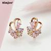 SIMJOO Rose Gold Colorful Zircon Earrings Vintage Luxury Earrings
