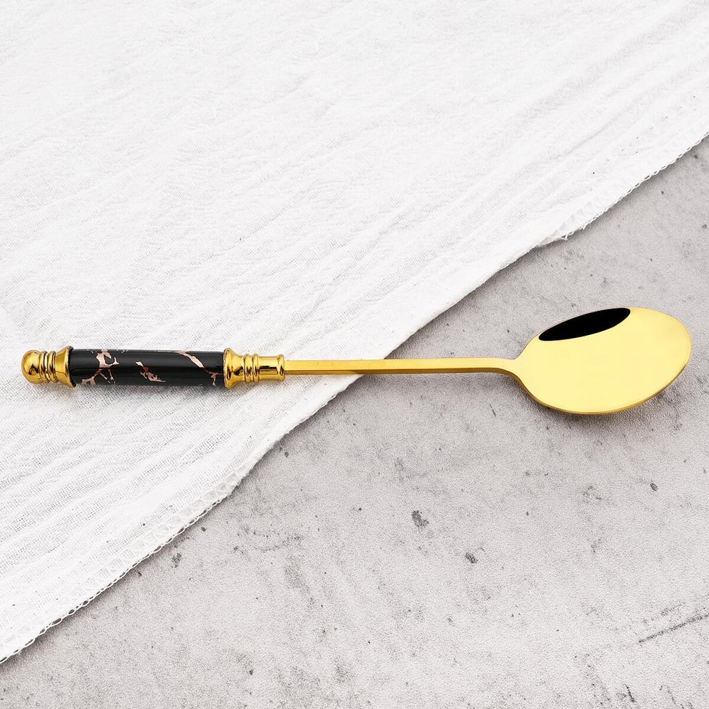 Креативная керамическая ручка, кухонные аксессуары, набор обеденных ложек с имитацией мрамора, ложка из нержавеющей стали, посуда