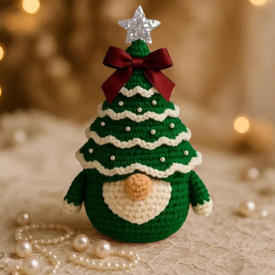 Набор для вязания крючком рождественского гнома-елки своими руками, для начинающих, ручная работа, набор для рукоделия гнома-елки, вязание, праздничное украшение