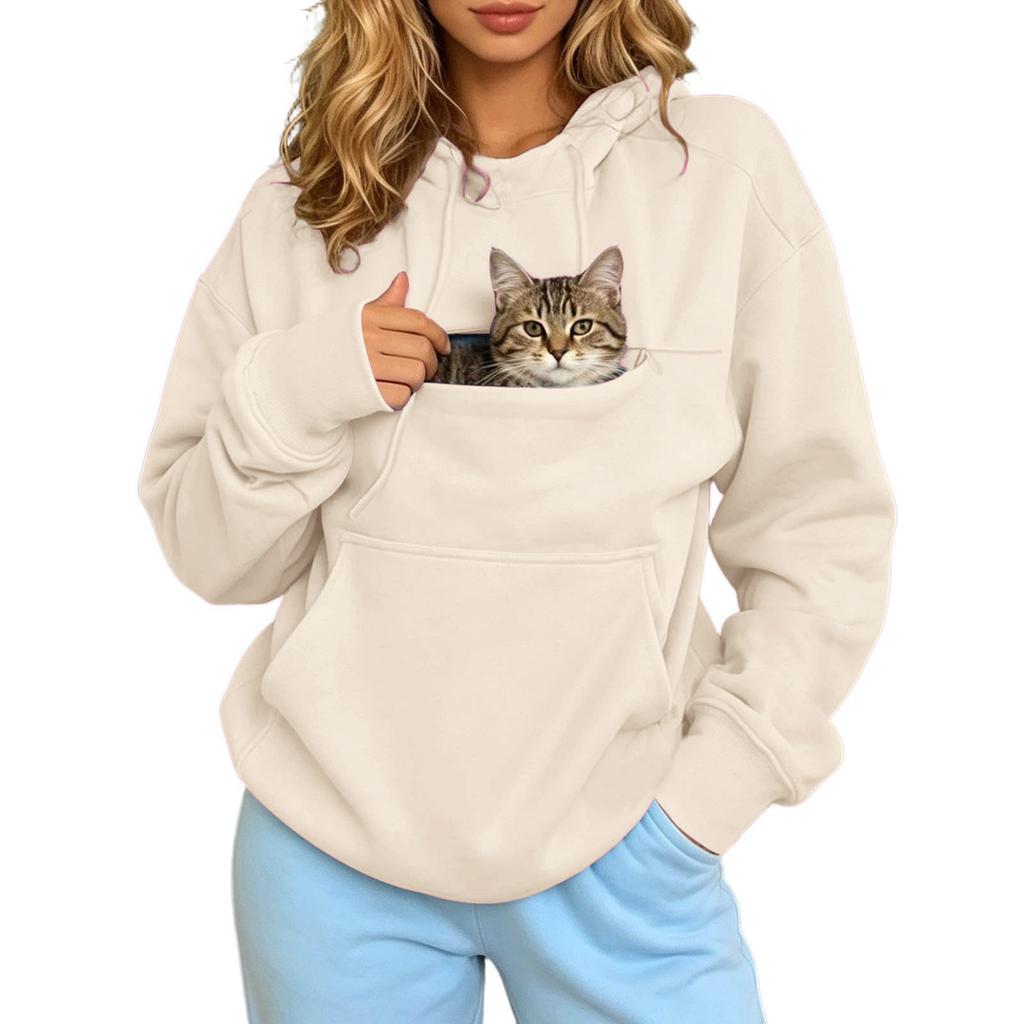 Autumn And Winter Thermal Shirt Men'S And Women'S Pet Hooded Fleece Long-Sleeved Big Pocket Sweater