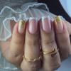 24 Pieces Nail Art French White Edge Nail Nail Piece Fake Nail Gold Glitter Nail Piece Nail Piece