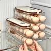 Automatic Rolling Egg Container Fridge Storage Box Food Grade BPA Free Transparent Stackable Fridge Organizer
