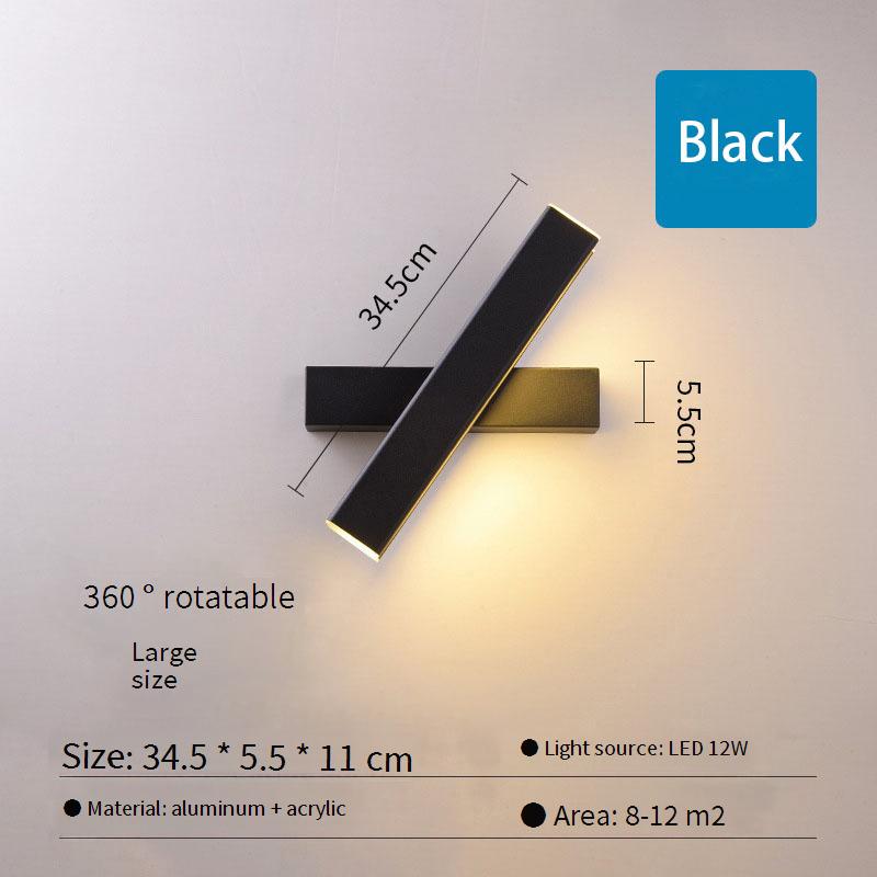 LED Rotating Wall Lamp Personalised Creative Indoor Bedroom Bedside Lamp Simple Reading Night Light Hotel Living Room Decoration