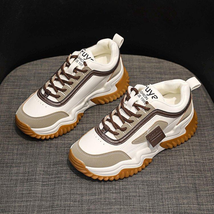 Инс корейская версия кроссовок для папы универсальные 2024 новые студенческие спортивные туфли женские контрастного цвета на шнуровке повседневные на платформе для бега