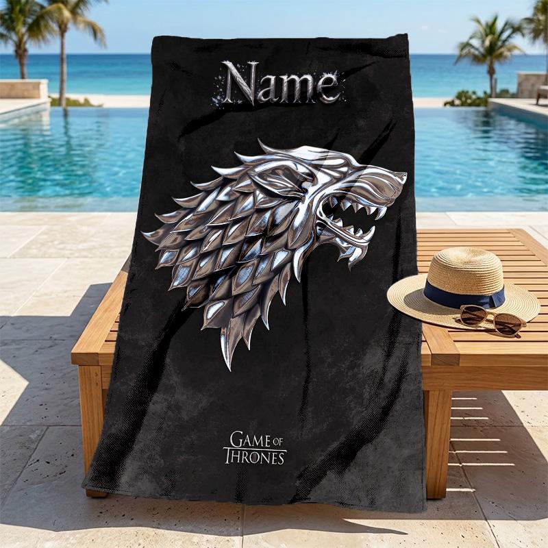 Custom Name House Stark Stylish Digital Printing Beach Towel Quick‑Drying Absorbent Blanket for Beach Pool Gym Travel