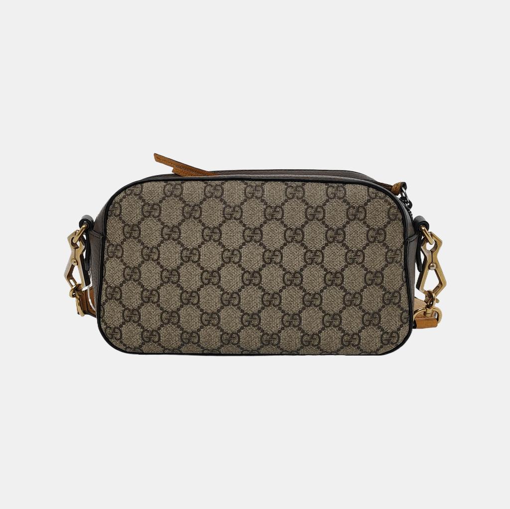 [Pre-Owned] Neo Vintage Series Gold Foil Logo Metal Tiger Head Monogram Canvas And Leather Camera Bag - Good #6699B1