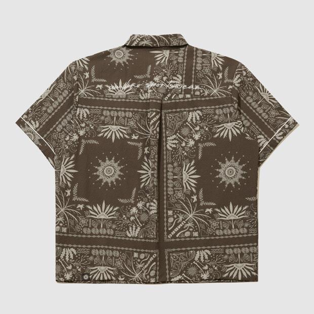 UMBRO Seersucker Paisley Short Sleeve Shirt Brown Ur221Cjk62