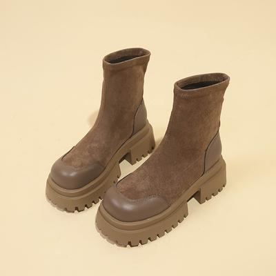 Модные женские ботильоны из кожи, износостойкие, новая осенне-зимняя коллекция 2024 года, женские ботинки для улицы, модные, однотонные