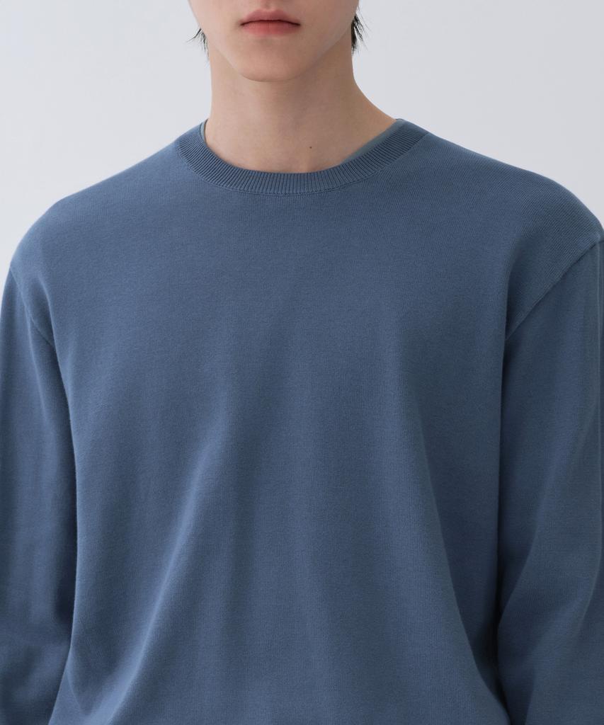 MUSINSA STANDARD Washable Supima Cotton Crew Neck Knit [Blue Grey]