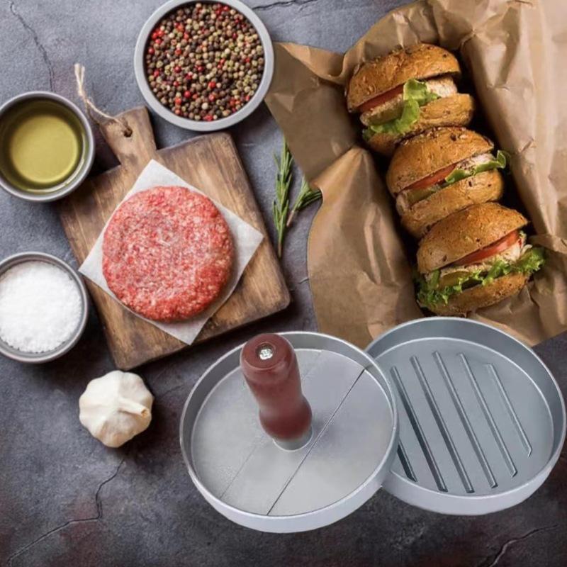 Aluminum & Wood Handle Hamburger Patty Press Mold