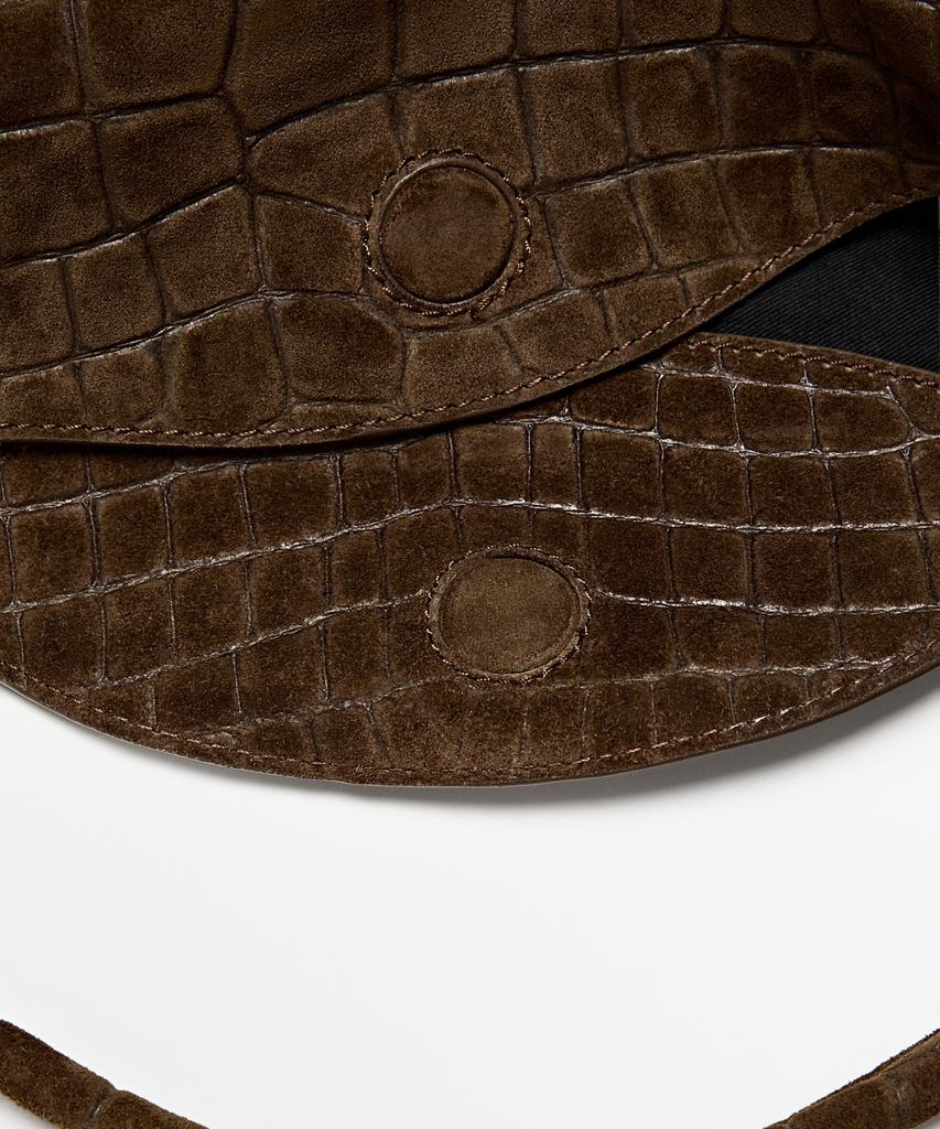 Massimo Dutti Mini Slouch Split Suede Leather Bag