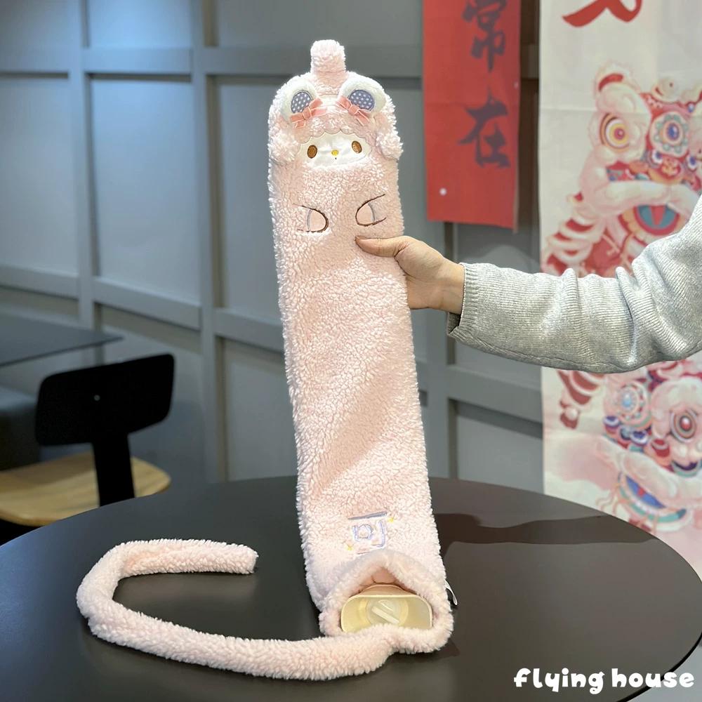 Winter Long Water-Filled Cartoon Plush Hot Water Bottle for Warming Feet and Hands, Long Heating Water Bag for Applying to the Stomach