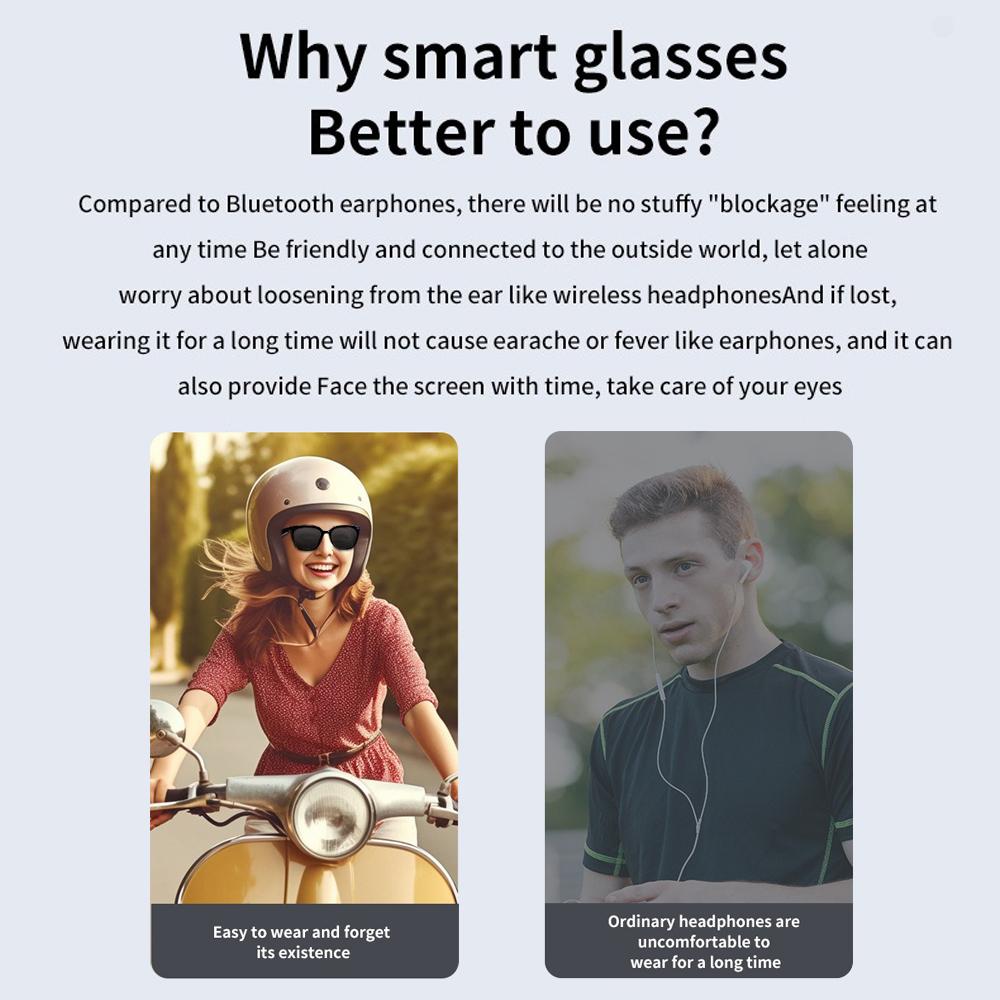SACOSDING Bluetooth Smart Glasses Беспроводные солнцезащитные очки Гарнитуры с открытыми ушами Водонепроницаемые солнцезащитные очки для звонков без помощи рук для мужчин и женщин