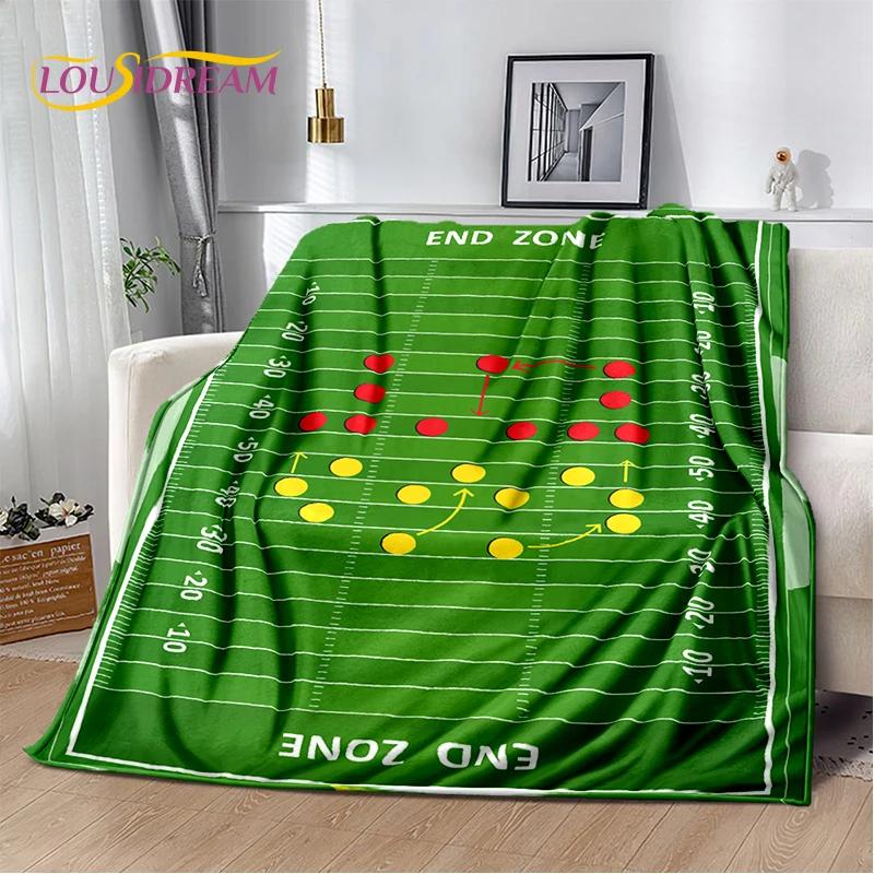 3D Rugby Field Rugby American Football Cartoon 2026 Soft Blanket,Soft Throw Blanket for Home Bedroom Bed Sofa Travel Cover Child