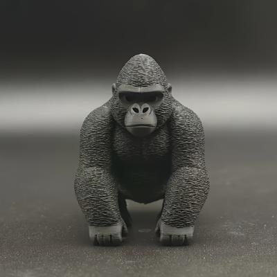 Серебряная статуэтка гориллы, напечатанная на 3D-принтере, Реалистичное украшение-шимпанзе, Для украшения рабочего стола, офиса и загородного дома