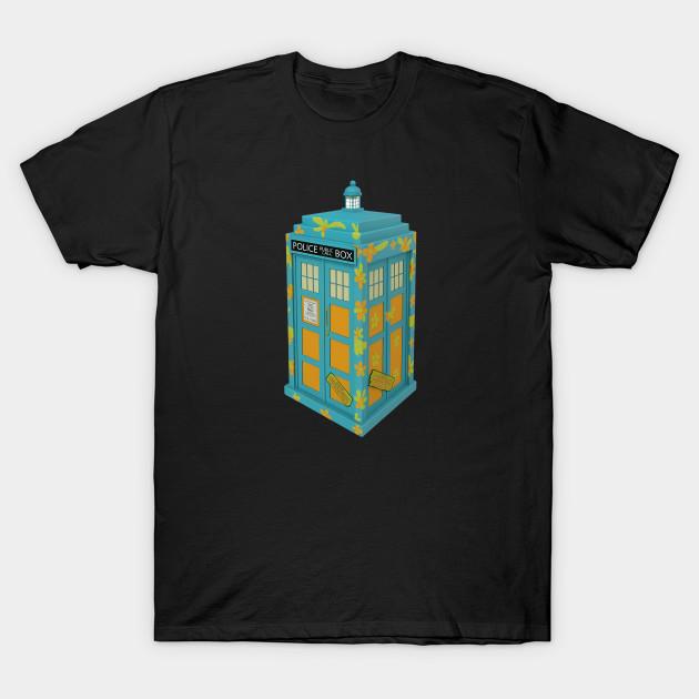 Men Black Print T-shirt Mystery Machine Tardis - Scooby Who No-Cut Transfer Paper Print Cotton Tshirt