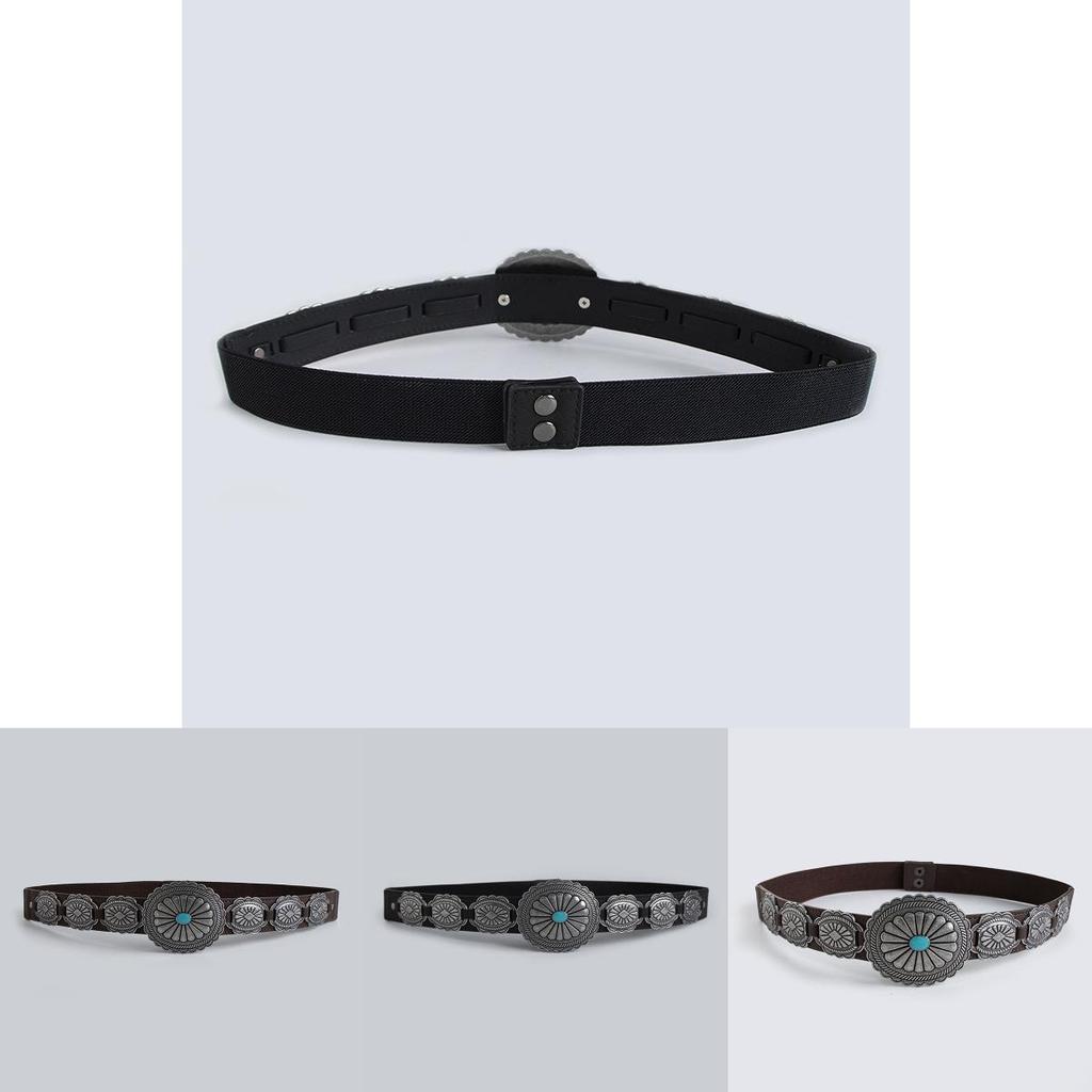 Bohemian Western Style Faux Leather Belt For Women With Metal Buckle And Retro Appeal