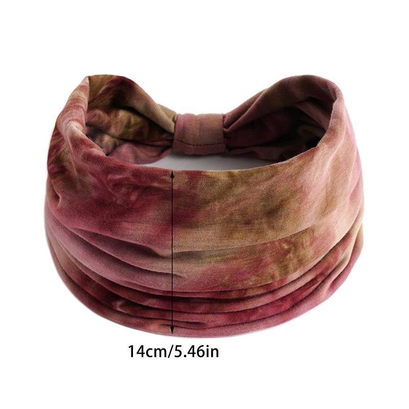 Tie-Dye Boho Knot Turbans Yoga Elastic Head Wrap Women Headband Wide Hairbands Headwear Bandanas Hair Band Accessories