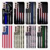 Thin Blue Line American Flag For Samsung Galaxy S22 Pro S21 S20 FE Ultra S10 S10E Lite S9 S8 Plus S7 S6 Edge Soft Phone Case