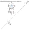 [R1143] - Silver Ankle Chain 'Navajos' Turquoise Silver (rhodium-plated) - 25 Cm 20x11 Mm (dreamcatcher)