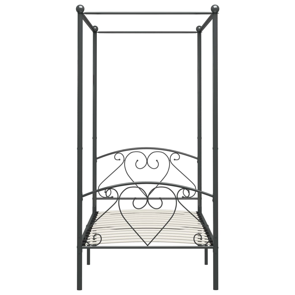 Canopy Bed Frame Gray Metal 100 x 200 cm
