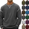 Men's Solid Color Round Neck Long Sleeve Tops Men's Sports Large Size Casual Round Neck Tops
