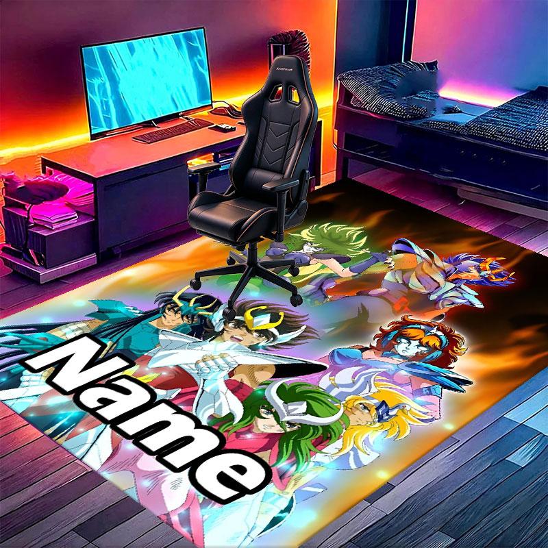 Custom Name Personalized Saint Seiya Print Carpet, Versatile Home Decor Rug, for Playroom, Apartment, Balcony, Entryway, Hallway Gift
