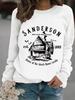 Women's Autumn/Winter Casual Long-Sleeved Round Neck Sander House Print Pullover Sweatshirt Hoodie