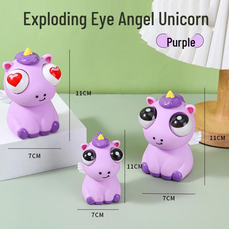 Googly-Eyed Stress Relief Unicorn Doll - Silicone Squeeze Toy with Bursting Eyes for Venting Stress